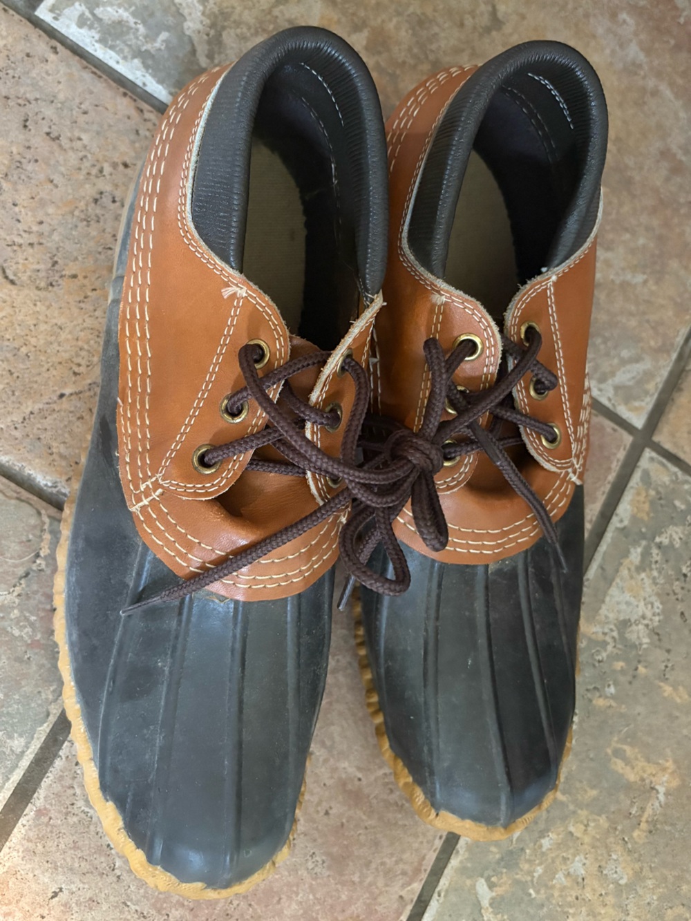 Vintage LLBean Men's Two-Tone Brown and Black Duck Shoes size 9